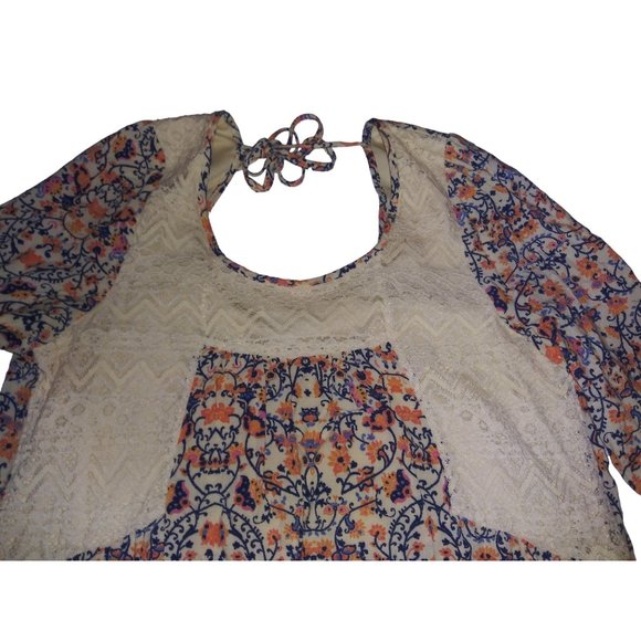 Allison Brittney Boho Floral Print Midi Dress Tunic Women's Size Medium - Picture 3 of 15